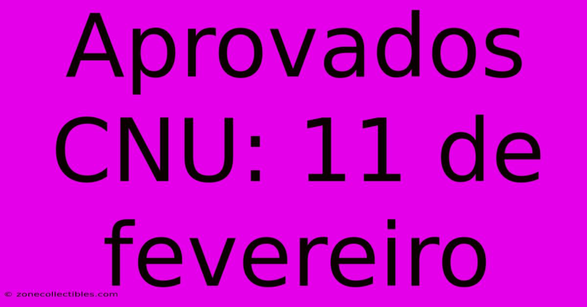 Aprovados CNU: 11 De Fevereiro