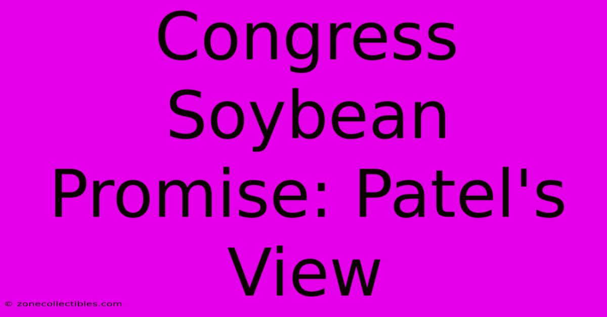 Congress Soybean Promise: Patel's View