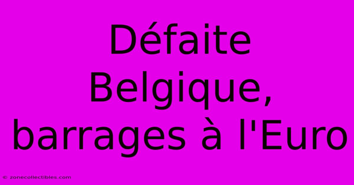 Défaite Belgique, Barrages À L'Euro