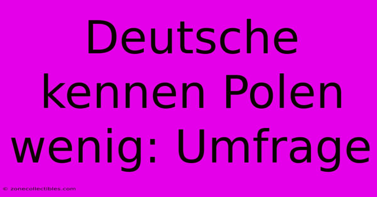 Deutsche Kennen Polen Wenig: Umfrage