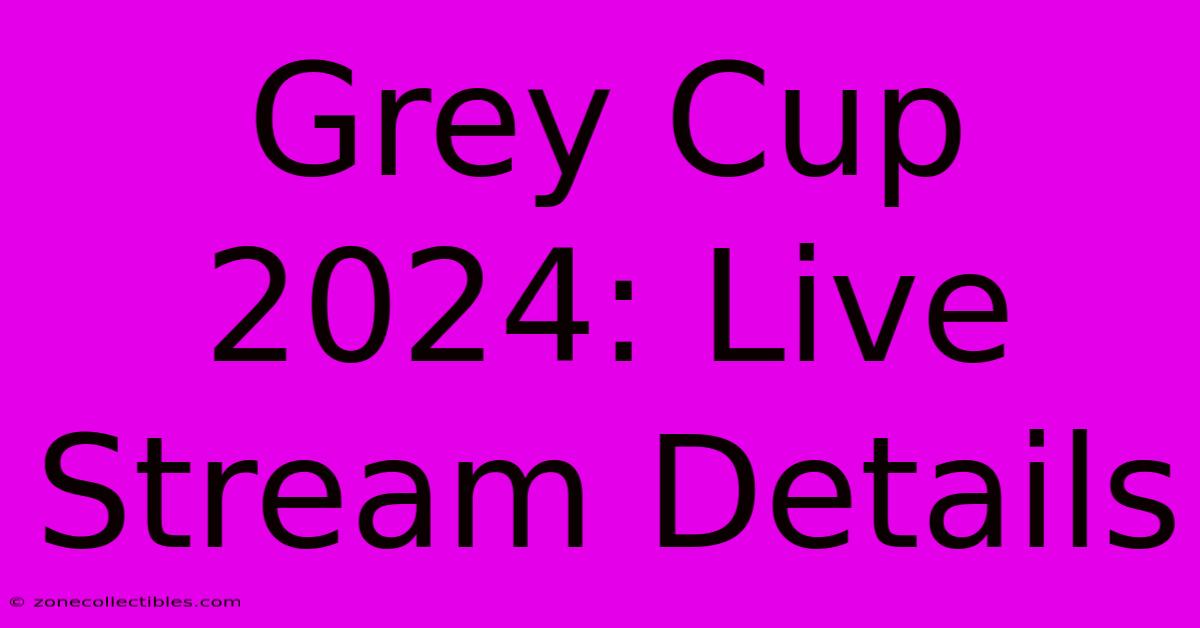 Grey Cup 2024: Live Stream Details