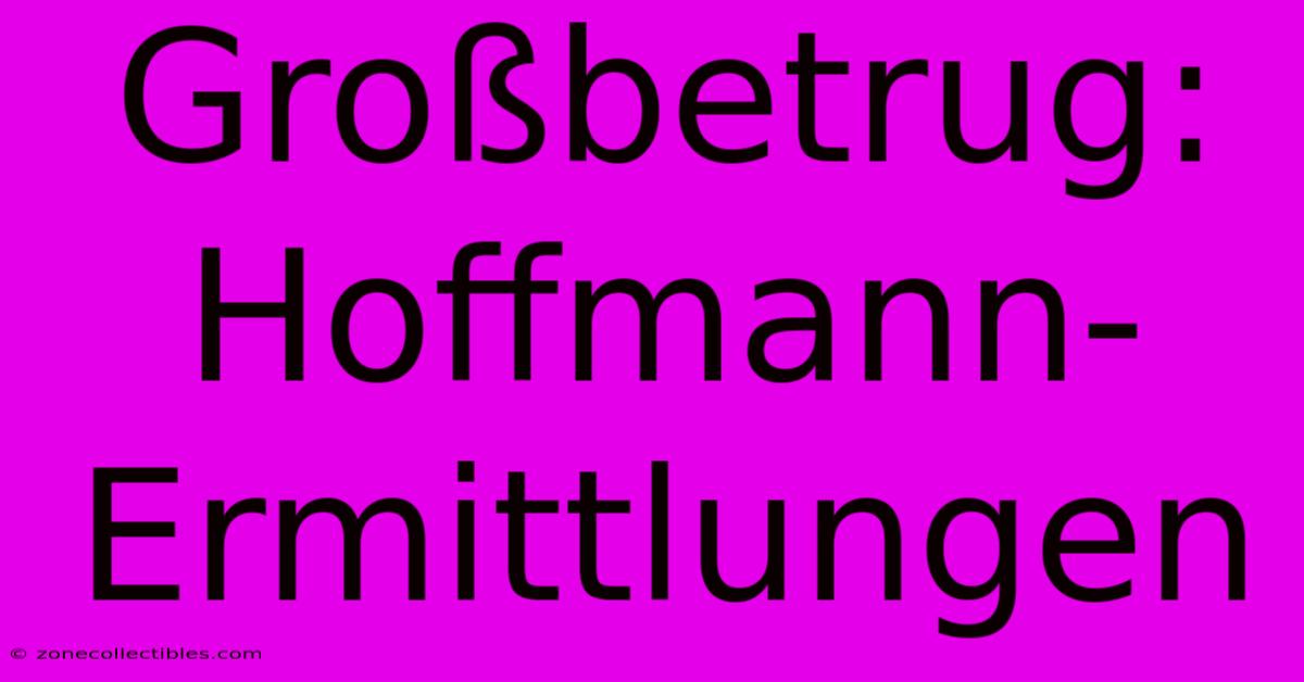 Großbetrug: Hoffmann-Ermittlungen