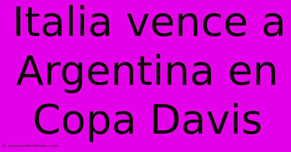 Italia Vence A Argentina En Copa Davis