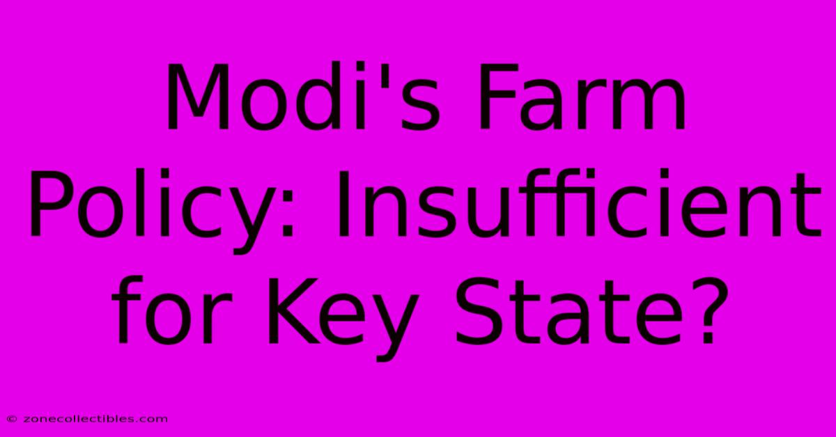 Modi's Farm Policy: Insufficient For Key State?