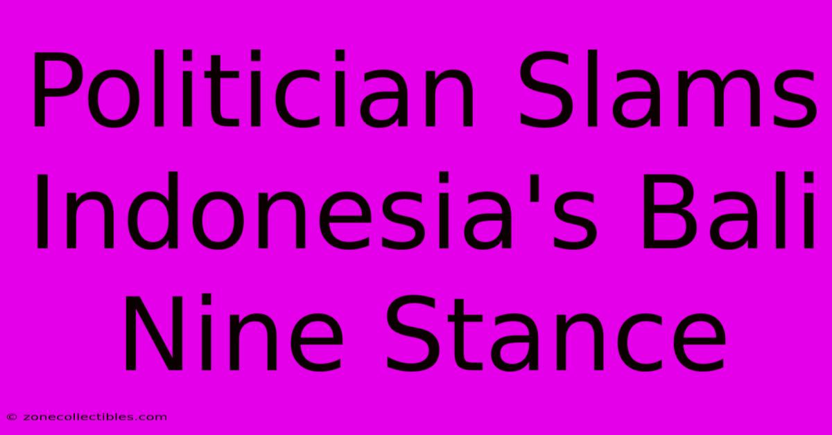 Politician Slams Indonesia's Bali Nine Stance