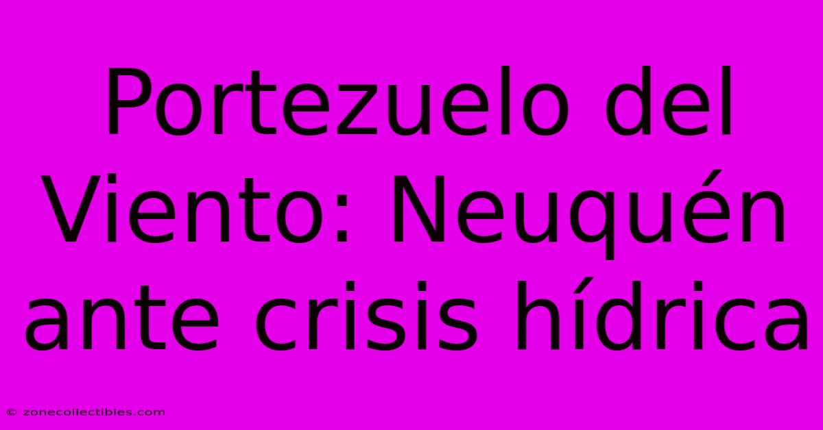 Portezuelo Del Viento: Neuquén Ante Crisis Hídrica