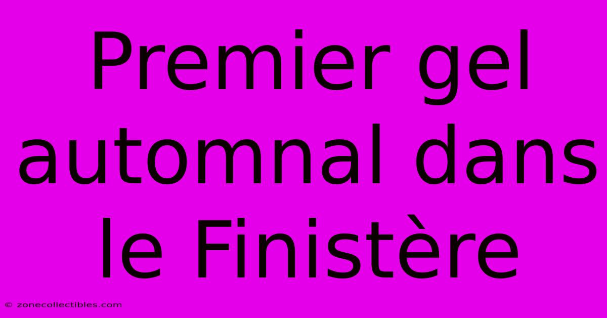 Premier Gel Automnal Dans Le Finistère