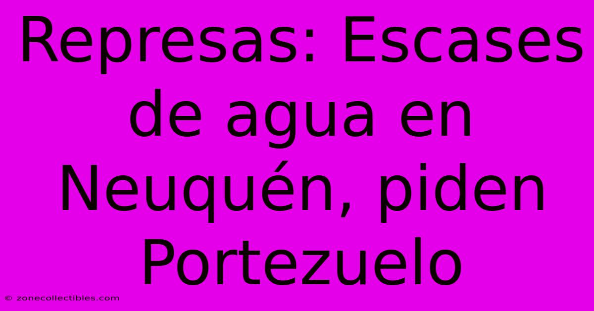 Represas: Escases De Agua En Neuquén, Piden Portezuelo