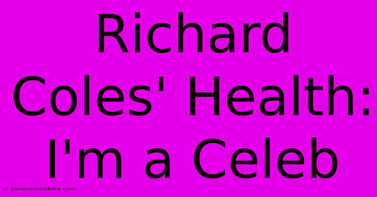 Richard Coles' Health: I'm A Celeb