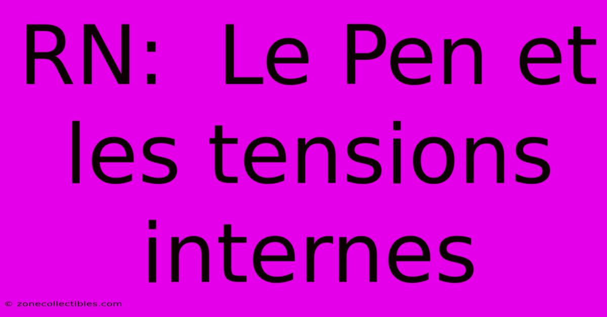 RN:  Le Pen Et Les Tensions Internes