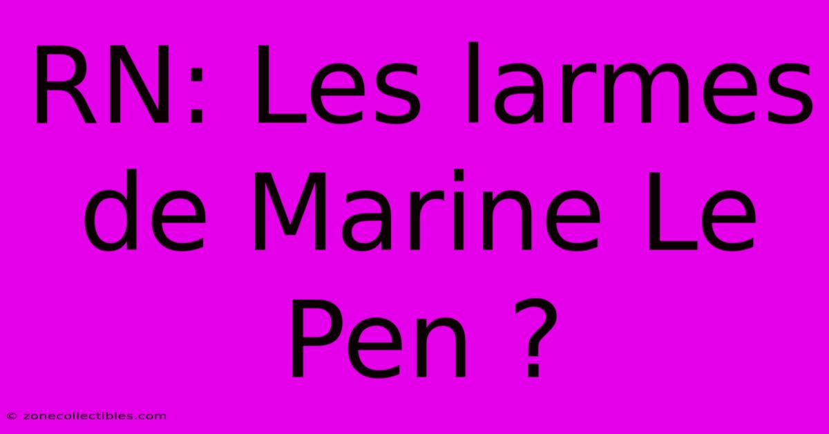 RN: Les Larmes De Marine Le Pen ?