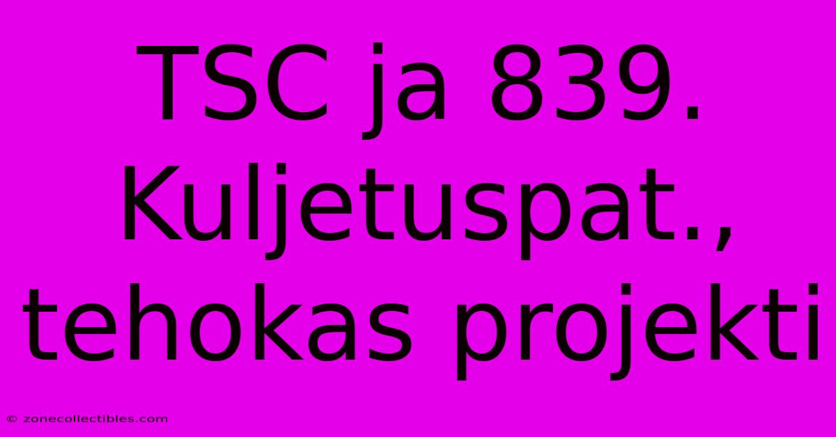 TSC Ja 839. Kuljetuspat., Tehokas Projekti