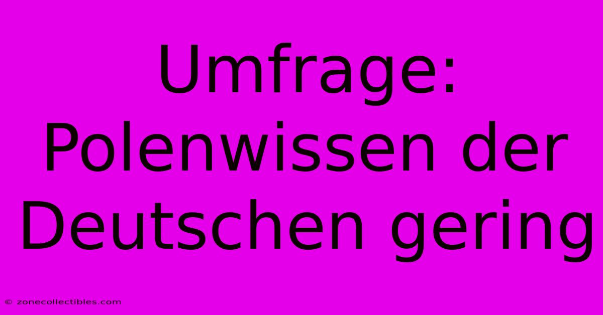 Umfrage: Polenwissen Der Deutschen Gering