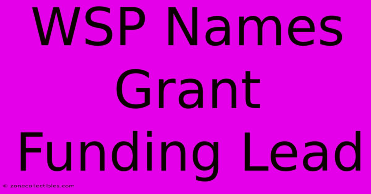 WSP Names Grant Funding Lead