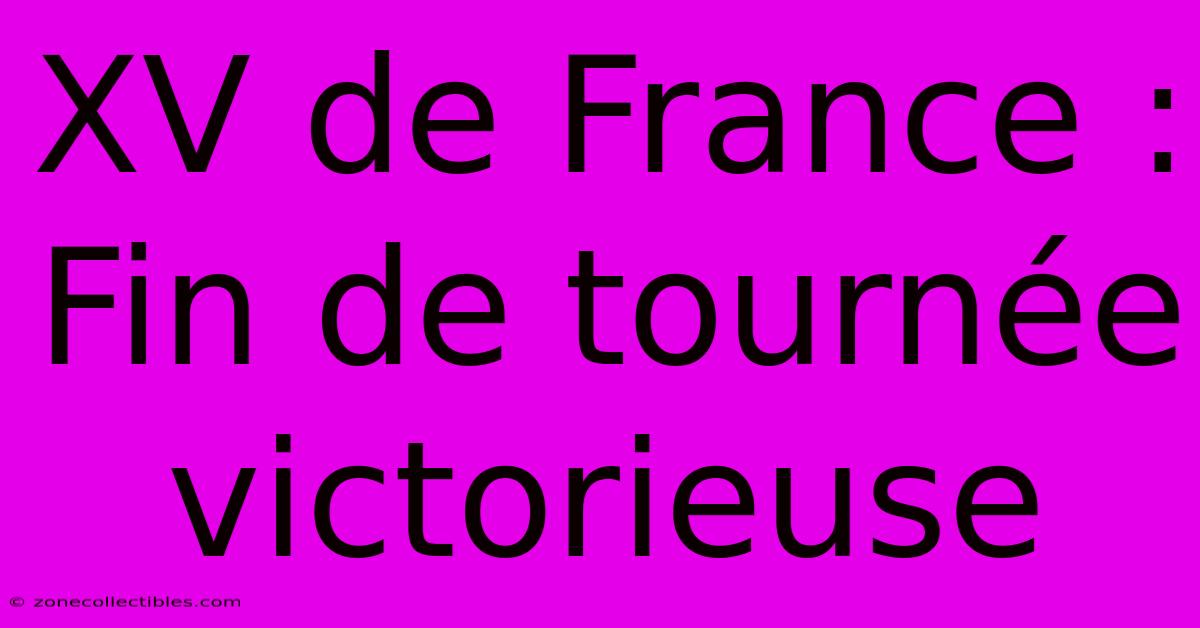 XV De France : Fin De Tournée Victorieuse